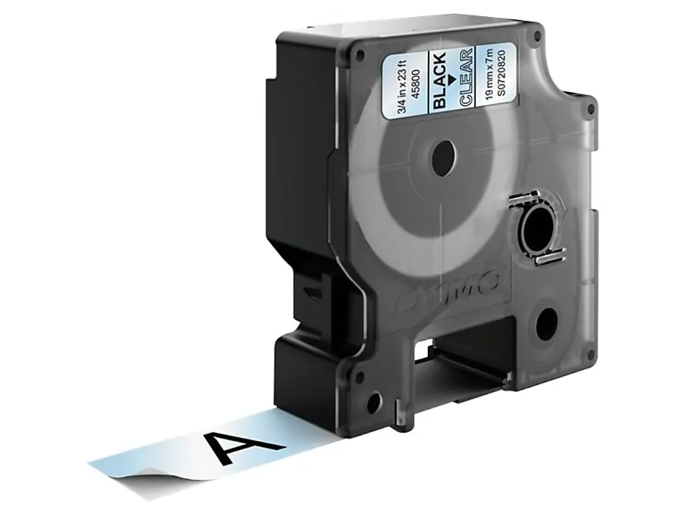 DYMO D1 Thermal Transfer Label Cartridge, 45800, 3/4" x 23' , Black Print/Clear Tape