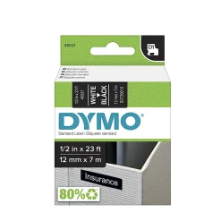 DYMO® D1 45021 White-On-Black Tape, 0.5