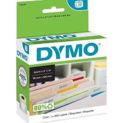 DYMO® File Document Management Labels, Q42773, 3/4"W x 2 1/2"L, Direct Thermal, White, 450 / Roll, 450 / Roll