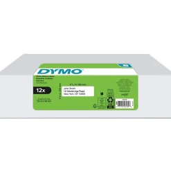 DYMO® LabelWriter Address Labels, 1-1/8" x 3-1/2", Rectangle, White, 350 Labels Per Roll, Pack Of 12 Rolls