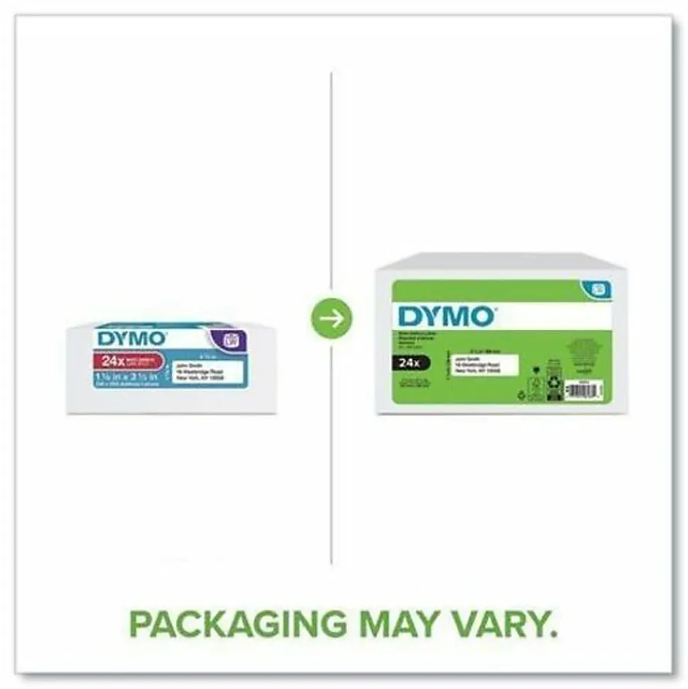 DYMO® LabelWriter Address Labels, 1-1/8"H x 3-1/2"W, Rectangle, White, 350 Labels Per Roll, Pack Of 24 Rolls
