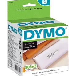 DYMO® LabelWriter Address Labels, 30320, 1" Core, 1.13" x 3.5", White, 260 Per Roll, Box Of 2 Rolls