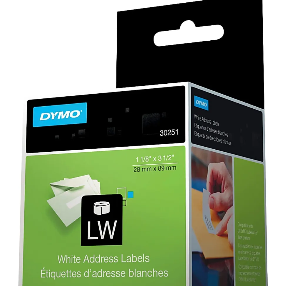DYMO® 30251 LabelWriter® Address Labels, 30251, 1 1/8" x 3 1/2", White, 130 Labels Per Roll, Pack Of 2 Rolls