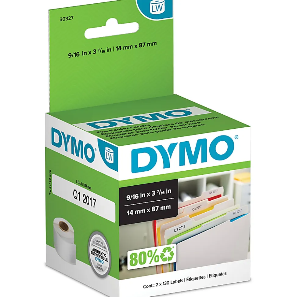 DYMO® LabelWriter® 30327 File Folder Labels, 3 7/16" x 9/16", Pack Of 2