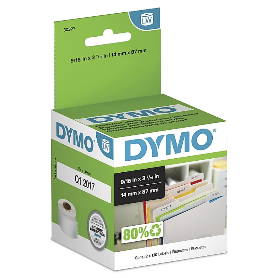 DYMO® LabelWriter® 30327 File Folder Labels, 3 7/16" x 9/16", Pack Of 2