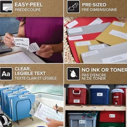 Dymo LabelWriter Multipurpose Label, 1"H x 2 1/8"W, Rectangle, Thermal, White, Black, 500 / Roll, 12 Roll