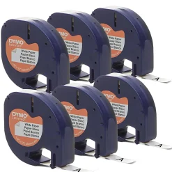 DYMO® LetraTag Labelmaker Paper Labels, 1/2" x 13', White, Pack Of 6 Rolls