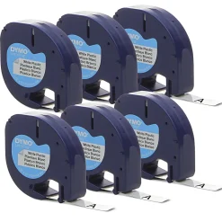DYMO® LetraTag Labelmaker Plastic Labeling Tape, 1/2" x 13', White, Pack Of 6 Rolls