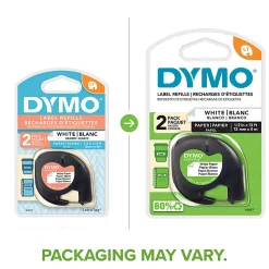 DYMO® LT 10697 Black-On-White Tape, 0.5" x 13', Pack Of 2