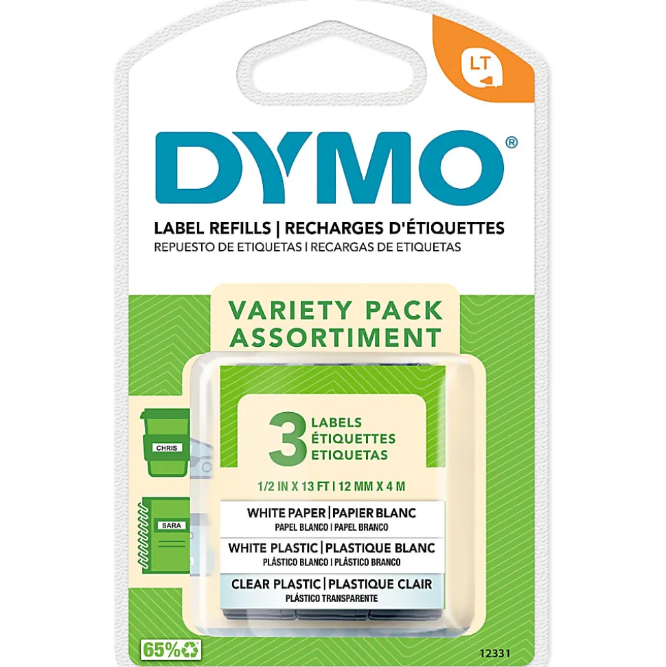 DYMO® LT 12331 Variety Tapes, 0.5" x 13', Pack Of 3
