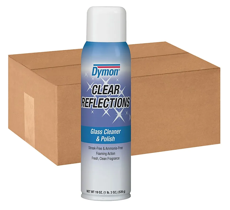 Dymon® Clear Reflections Glass Cleaner Aerosol Spray, 20 Oz Can, Case Of 12