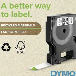 DYMO® Rhino 18489 Black-On-White Tape, 0.75" x 11.5'