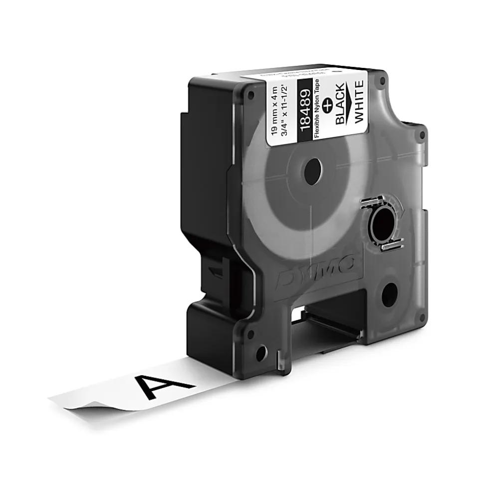 DYMO® Rhino 18489 Black-On-White Tape, 0.75" x 11.5'