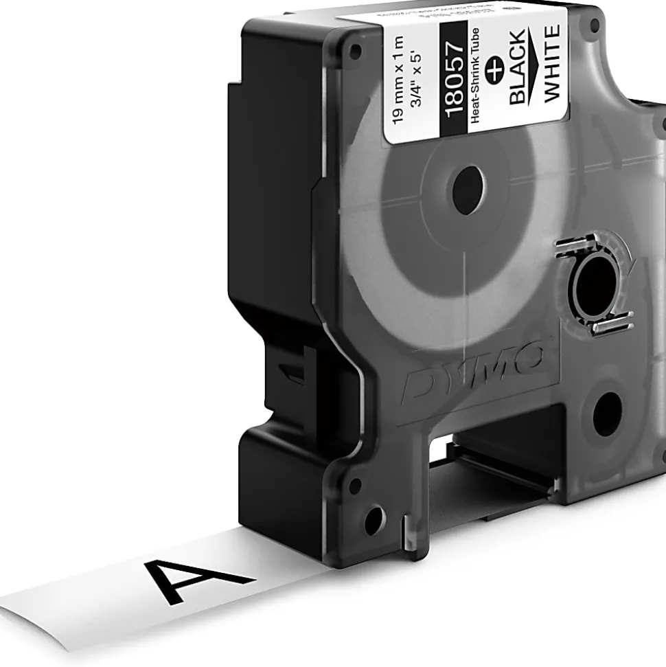 Dymo Rhino Heat Shrink Tube Labels - 3/4" Width x 59 1/16" Length - Direct Thermal - White, Black - Vinyl - 1 Each