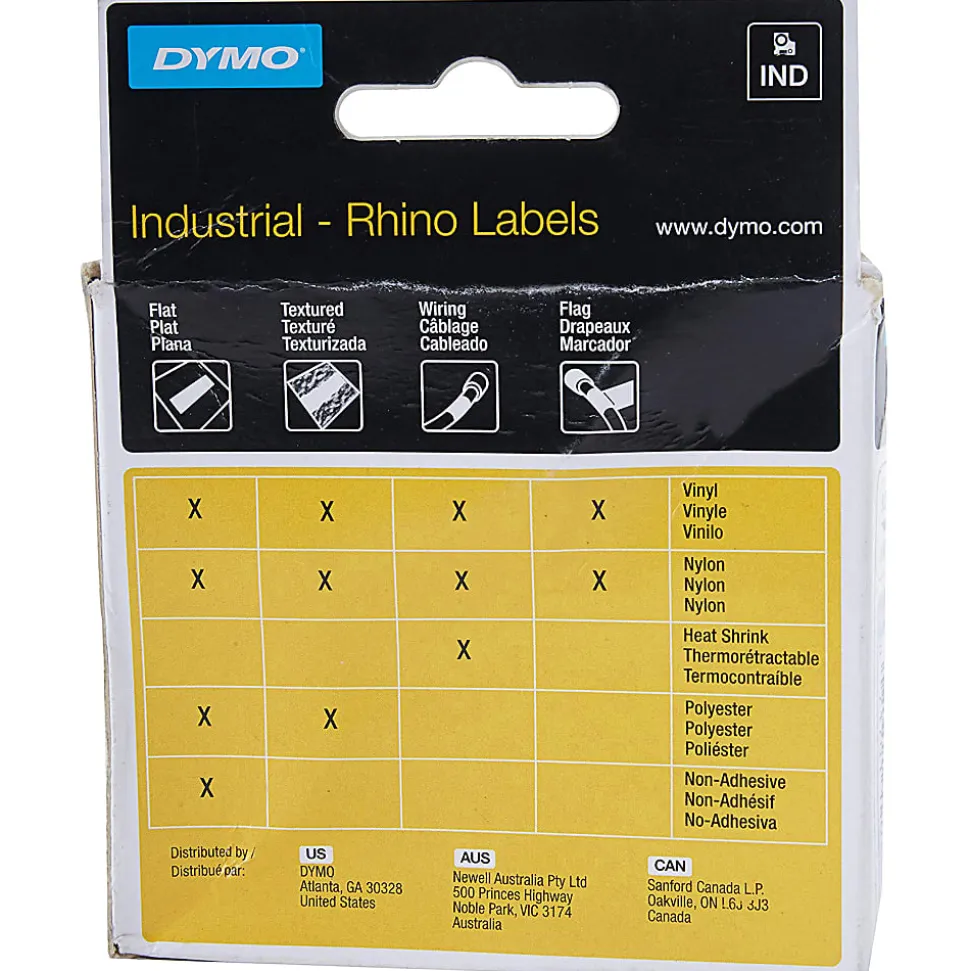 Dymo Rhino Heat Shrink Tube Labels - 1/4" Width x 60" Length - Thermal Transfer - White - Polyolefin - 1 Each