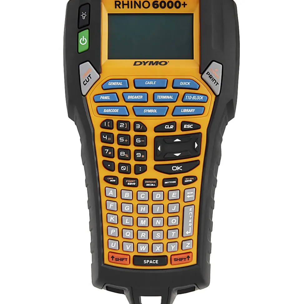 Dymo Rhino 6000+ Industrial Label Maker - 180 dpi - LCD Screen - Black, Yellow - PC - for Industry - 1 Each