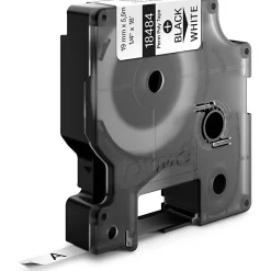 DYMO® Rhino 18484 Polyester Industrial Black-On-White Label Tape, 0.75