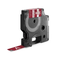 DYMO® Rhino Vinyl Label Tape, 1/2" x 18", White/Red