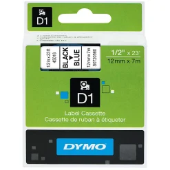 DYMO Standard D1 Labeling Tape for LabelManager Label Makers, Black print on Blue tape, 1/2'' W x 23' L, 1 cartridge