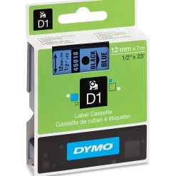 DYMO Standard D1 Labeling Tape for LabelManager Label Makers, Black print on Blue tape, 1/2'' W x 23' L, 1 cartridge