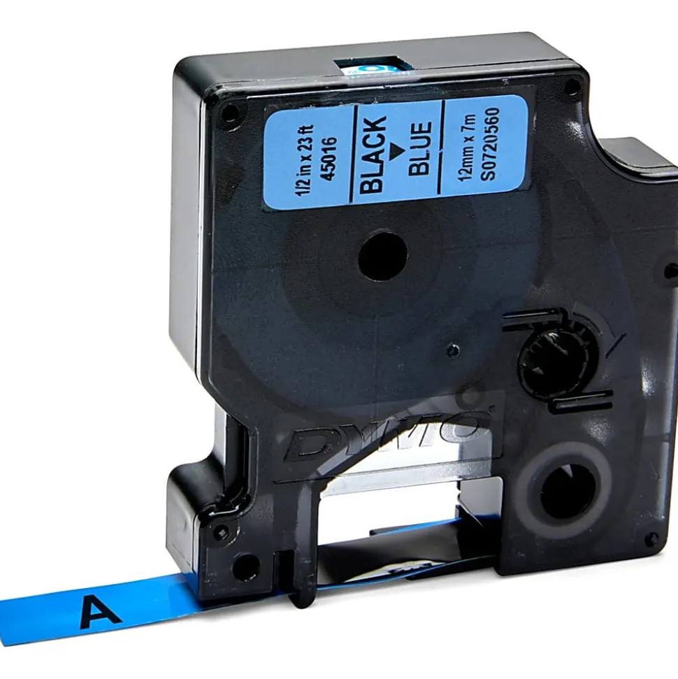 DYMO Standard D1 Labeling Tape for LabelManager Label Makers, Black print on Blue tape, 1/2'' W x 23' L, 1 cartridge
