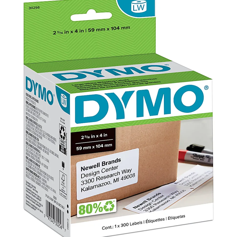 DYMO® White LabelWriter® Shipping Labels, 30256, 2 5/16" x 4",Roll Of 300