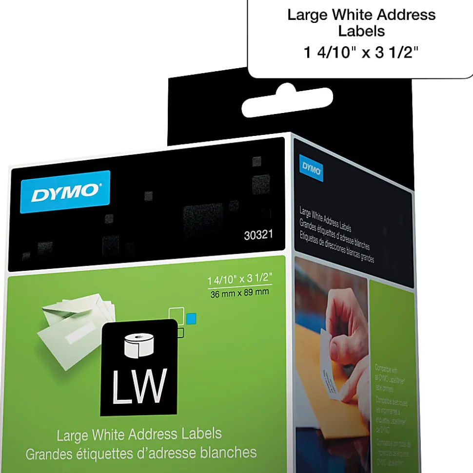 DYMO® White Thermal Address Labels, DYM30321, 1 4/10" x 3 1/2", Box Of 520