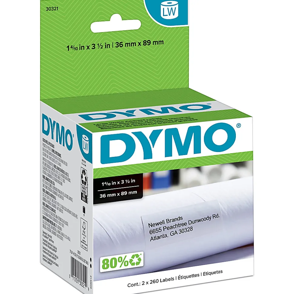 DYMO® White Thermal Address Labels, DYM30321, 1 4/10" x 3 1/2", Box Of 520
