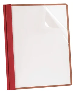 Earthwise® By Oxford™ Clear Front Report Covers With 3-Prong Fasteners, Red, Box Of 25