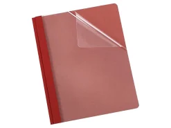 Earthwise® By Oxford™ Clear Front Report Covers With 3-Prong Fasteners, Red, Box Of 25