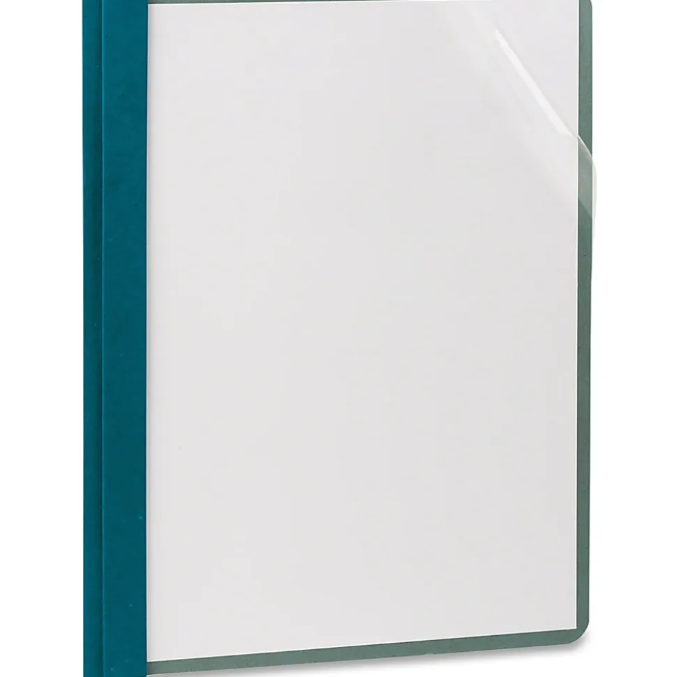 Earthwise® By Oxford™ Clear Front Report Covers With 3-Prong Fasteners, Blue, Box Of 25