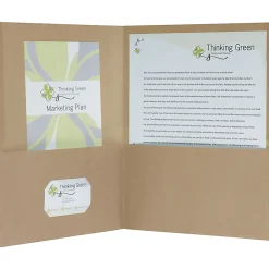 Earthwise® By Oxford™ Twin-Pocket Folders, 8 1/2" x 11", 95% Recycled, Natural, Pack Of 25
