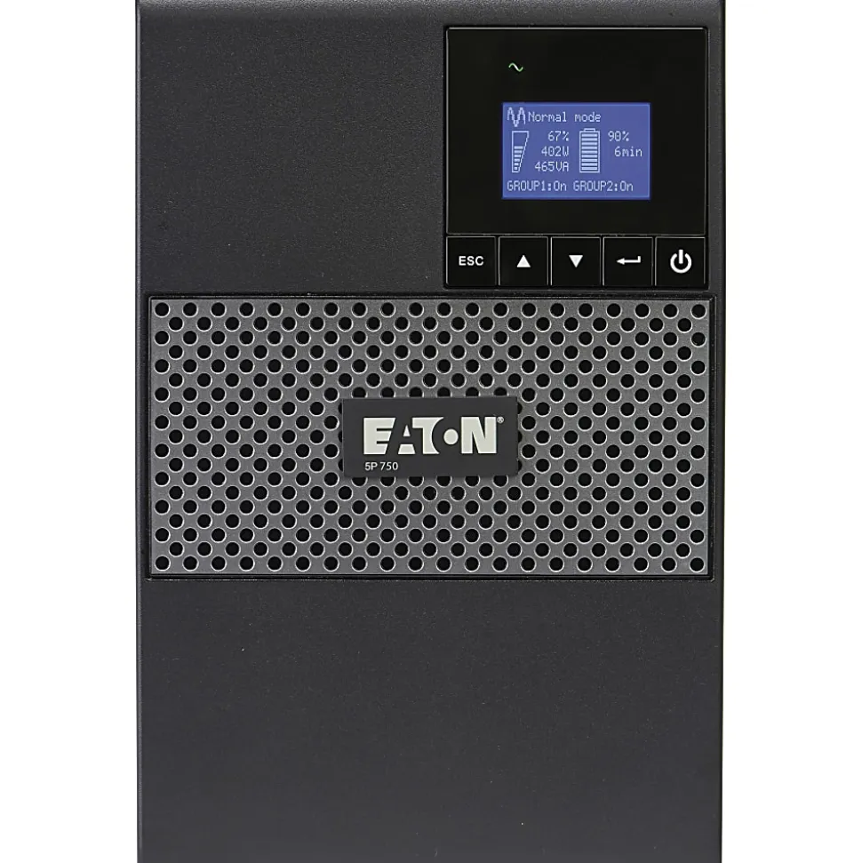 Eaton 5P 750VA 600W 120V Line-Interactive UPS, 5-15P, 8x 5-15R Outlets, True Sine Wave, Cybersecure Network Card Option, Tower - 5P750