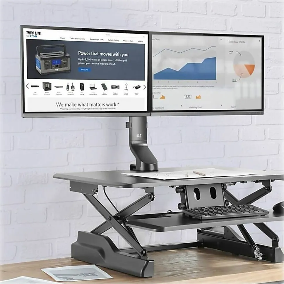 Eaton Tripp Lite Series Dual-Display Monitor Arm with Desk Clamp and Grommet - Adjustable, 17" to 27" Monitors - Mounting kit - - DDR1727DC