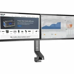 Eaton Tripp Lite Series Dual-Display Monitor Arm with Desk Clamp and Grommet - Adjustable, 17