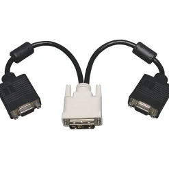 Eaton Tripp Lite Series DVI to VGA Y Splitter Adapter Cable (DVI-I to HD15 M/2xF), 1 ft. (0.3 m) - VGA splitter - P1200012