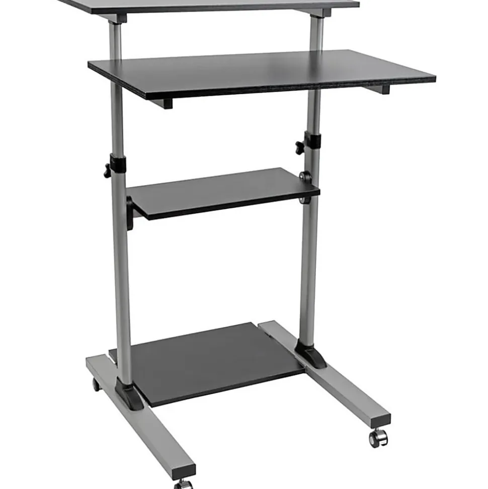 Eaton Tripp Lite Series Rolling Desk TV/Monitor Cart - 132.28 lb Capacity - 4x Shelf(ves) - Floor - Medium Density Fiberboard, Steel - Black - WWSSRC