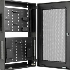 Eaton Tripp Lite Series SmartRack 3U Low-Profile Vertical-Mount Switch-Depth Wall-Mount Structured Wiring Enclosure, Adjustable Equipment Brackets