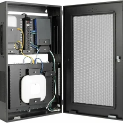 Eaton Tripp Lite Series SmartRack 3U Low-Profile Vertical-Mount Switch-Depth Wall-Mount Structured Wiring Enclosure, Adjustable Equipment Brackets