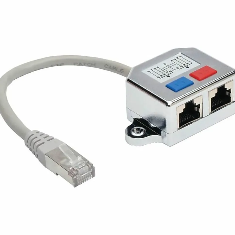 Eaton Tripp Lite Series 2-to-1 RJ45 Splitter Adapter Cable, 10/100 Ethernet Cat5/Cat5e (M/2xF), 6 in. - N035001