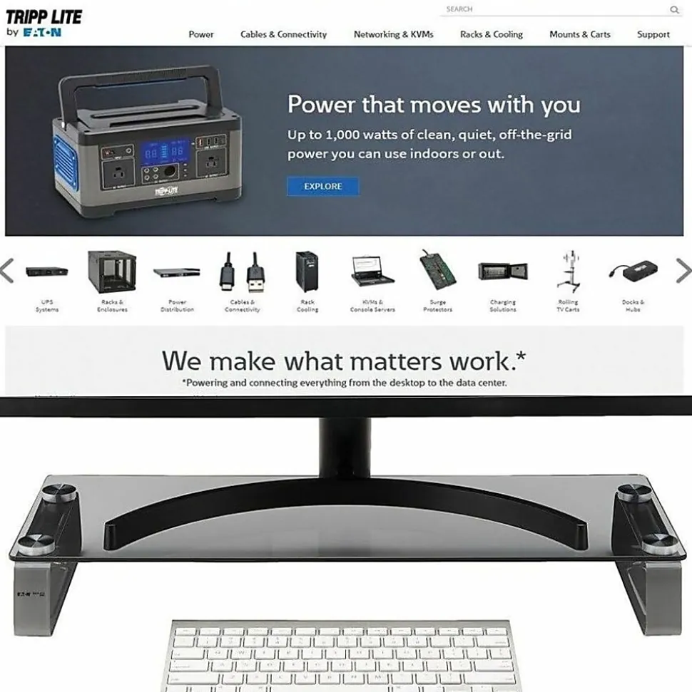 Eaton Tripp Lite Series Universal Monitor Riser Stand Glass Computer Laptop Printers 3" - Stand - - MR2208G