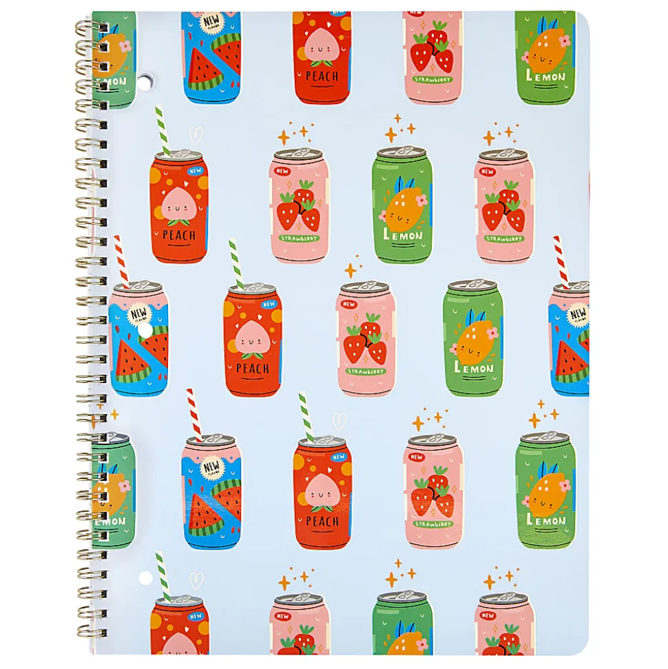 Eccolo Composition Spiral Notebook, 8-1/2” x 11-3/4”, 1 Subject, College Rule, 80 Sheets, Fruit & Flora