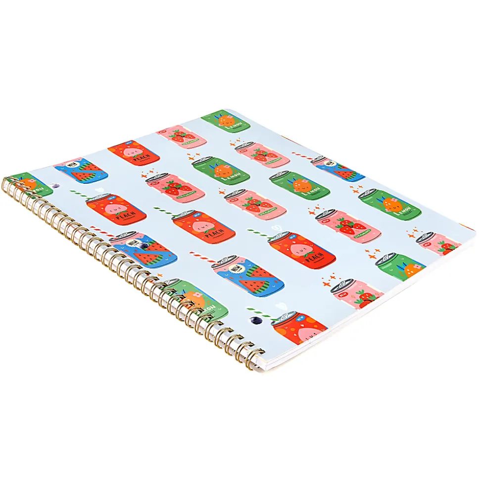 Eccolo Composition Spiral Notebook, 8-1/2” x 11-3/4”, 1 Subject, College Rule, 80 Sheets, Fruit & Flora
