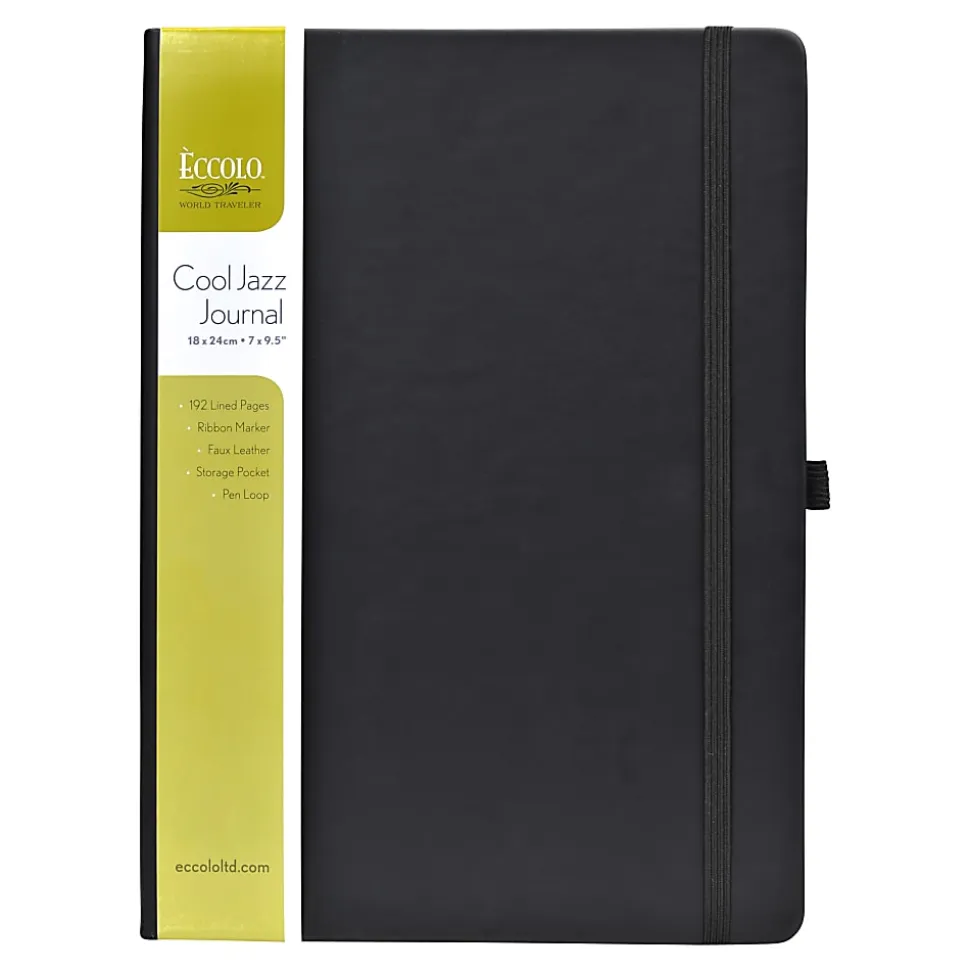 Eccolo™ Cool Jazz Journal, 7" x 9.5", Lined, 192 Pages, Black