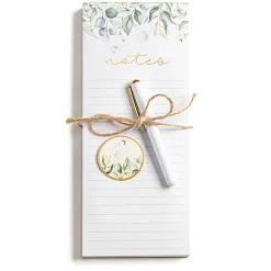 Eccolo List Pad With Pen, 4" x 10", Ruled, 100 Sheets, Green Leaves
