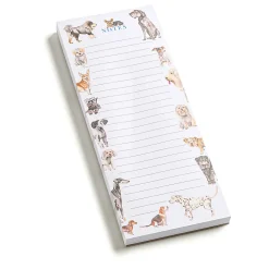 Eccolo List Pad With Pen, 4" x 10", 100 Sheets, Gray/Blue Dogs