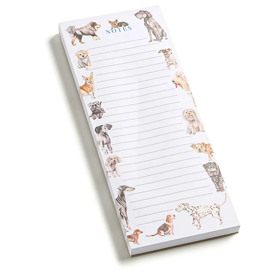 Eccolo List Pad With Pen, 4" x 10", 100 Sheets, Gray/Blue Dogs