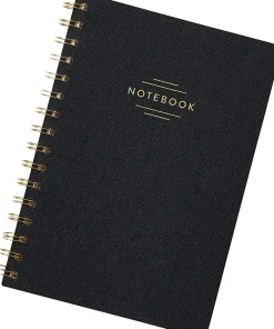 Eccolo Oxford Spiral Journal, 6” x 8”, Wide Rule, 192 Pages, Black/Gold Foil
