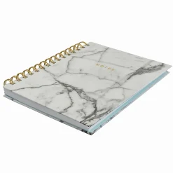 Eccolo Wiro Spiral Journal, 6” x 8”, 100 Pages, Marble/Gold/Ivory
