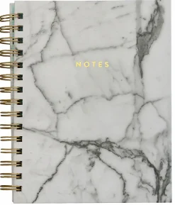 Eccolo Wiro Spiral Journal, 6” x 8”, 100 Pages, Marble/Gold/Ivory
